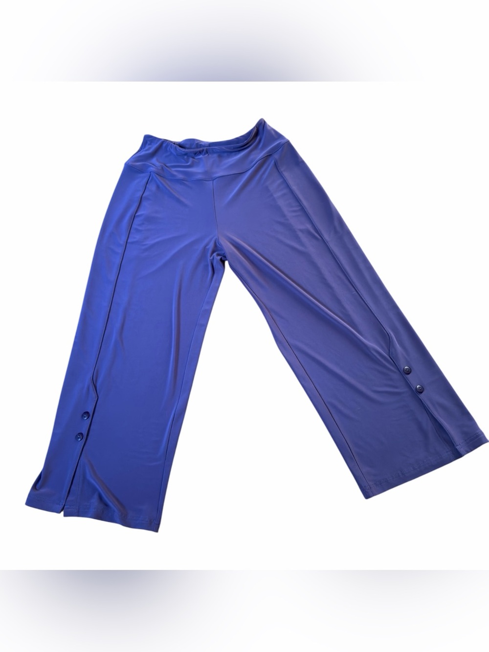 Sympli Wide Leg Cocktail Pants Size 8 Dark Lilac Pull On Stretch Jersey EUC